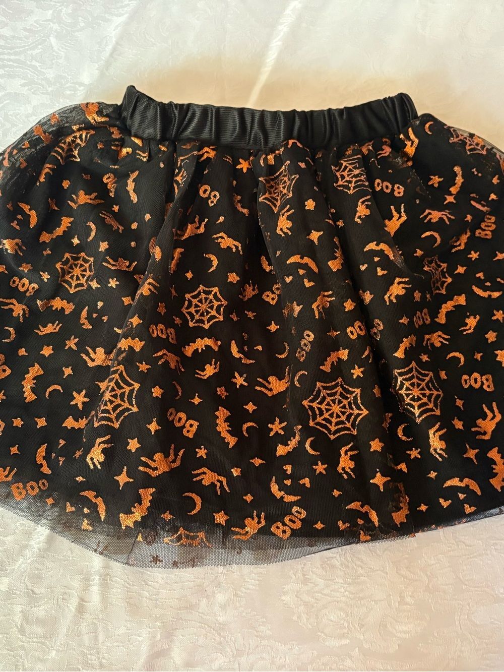 Girls Halloween Black & Orange Tulle Skirt 4/5